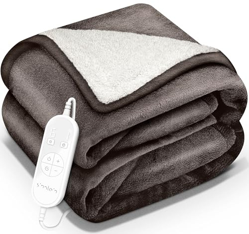 sinnlein® Heizdecke 180x130cm mit Abschaltautomatik | Wärmedecke elektrisch | Kuscheldecke mit Timerfunktion, 9 Heizstufen , Digitalanzeige & Überhitzungsschutz | Geschenke für Frauen & Männer