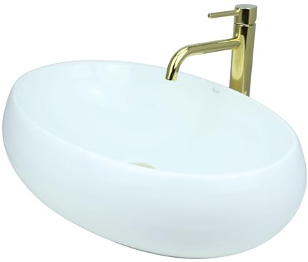 GTM Design Aufsatzwaschbecken Glanz Modern Waschbecken ohne Hahnloch - Elegant Aufsatzwaschbecken Oval für Badezimmer und Gäste WC - nur Bad Waschbecken - Modell 4