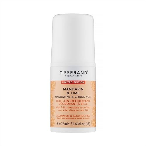 Tisserand - Natural Roll-On Deodorant - Mandarin & Lime - Unisex - 75ml - Organic & Long-Lasting Protection - 1 x Deodorant Bottle