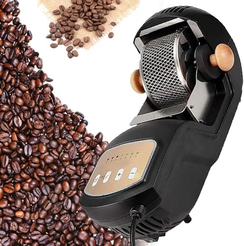 Household Stainless Steel Electric Drum Coffee Roaster - Rollers Bean Roaster, Maximum 300G Capacity, 304 Stainless Steel Cage - 110V