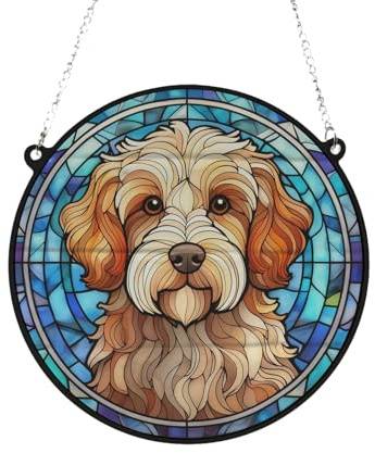Cavapoo Stained Glass Effect Suncatcher Gift for Dog Lovers - 13cm
