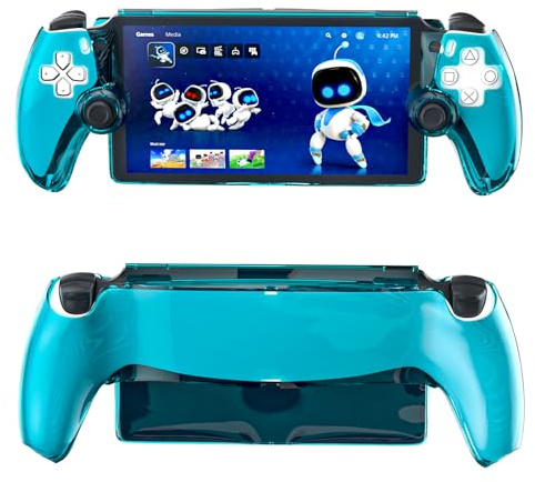 HEATFUN Hard Protective Case for PlayStation Portal Remote Player, Blue | Transparent PC shell, precision-cut fit, front and back coverage, full PlayStation Portal Remote Player control access