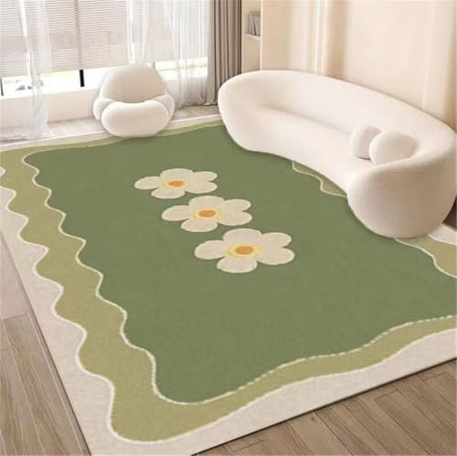 RUGMRZ Teppich Kurzflor Schlafzimmer Klein 100x150CM Rug Carpet kinderzimmer waschbar Grün Bequemer waschbarer mit frischem Druckdesign