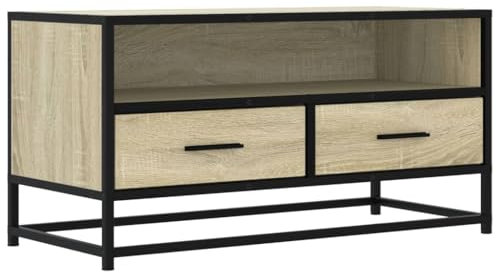 vidaXL Tv-bänk sonoma-ek 80x34,5x40 cm konstruerat trä och metall