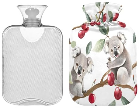 JUMBEAR Süße Koala-Wärmflaschen mit weichem Bezug, Schmerzlinderung, Wärmbeutel, 2 l, für Hände und Füße, warme Wassersäcke, bequem schlafen