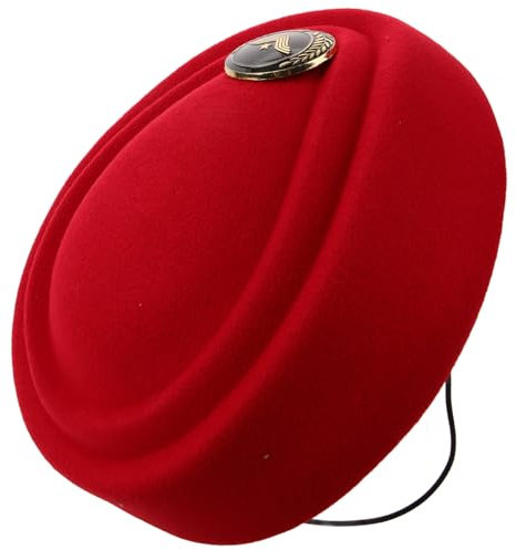 SOIMISS Stewardessenhut Baskenmütze Aus Wollimitatm 56-58cm Rot Flugbegleiterkostüm Party Cosplay Hut