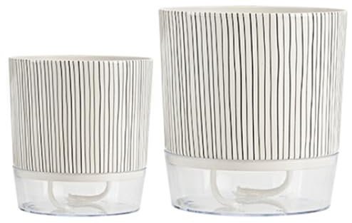 Planta autónoma de planta 2pcs Plantador automático 4.3 '' ＆ 5.5 '' macetas autosuficientes con macetas de planta interior de depósito profundo para planta de araña, orquídea, estilo violeta africano