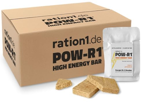 ration1 High Energy Bar 180x 60g, POW-R1® Energieriegel, 20 Jahre haltbar | Energieriegel, vegan & laktosefrei, Outdoor Snack für Camping, Langzeitvorrat und Notfallnahrung
