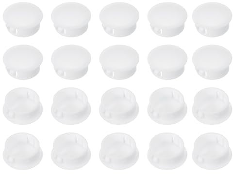 PATIKIL Tapones De Plástico De 25 mm/1, Paquete De 20, Tipo Empotrado, Tapón Redondo, Snap In, Panel De Tubo, Muebles, Poste De Cerca, Inserto De Tubo, Tapas Finales, Blanco