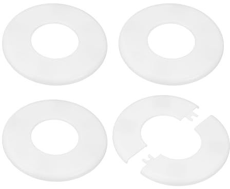M METERXITY 4er-Pack Wand-Split-Flansch, für 2 Zoll/50 mm Außendurchmesser Rohr ABS Runde Selbstklebende Abdeckplatten für Wasserrohr/Armatur [Weiß]
