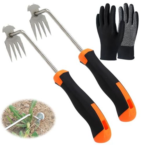 PASLFC Unkrautstecher Hand，Unkraut Entferner Gerät Entferner，Gartengeräte zum Jäten，Pendelhacke，Gartenwerkzeug Manuell，Wurzelentferner zum Entfernen von Unkraut und zur Pflege von Blumenbeeten