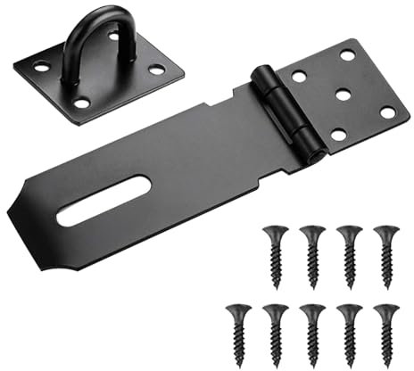 ASIRYVA 4 Inch Hasp and StapleHeavy Duty, Stainless Steel Clasp, Door Latch Gate Lock Latch Hinge Padlock Catch Door Clasp Latch Security Hasp for External Doors Window Cabinet Pet Cage