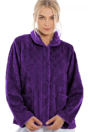 Camille Womens Supersoft Fleece Bed Jacket, Luxury Collared Warm Sleep Coat | Button Up & Long Sleeved, Stay Toasty Warm & Cosy All Night Long, Autumn or Winter Accessory, Wear Over Pyjama Top