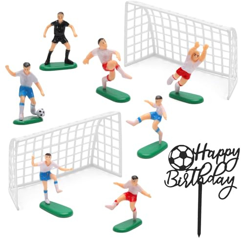 10 Stück Fussball Tortentopper, Fussball-Topper, Mottopper, Fussball-Partys Torte Topper, Junge Fußball Geburtstagstortenzubehör für Cupcake-Party