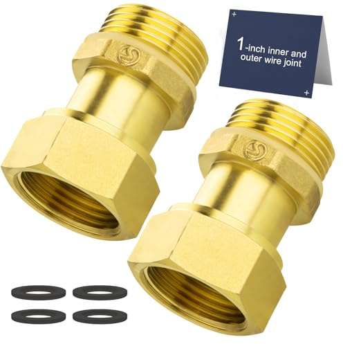 HSUYUN 2 Stück Verschraubung 1 Zoll, 1 Zoll IG/AG Messing Beweglich Verschraubung, DN25 Flachdichtend Kühlwasser Messing Fitting, mit 4 Dichtungen, für Wasseranlagen, Heizsysteme