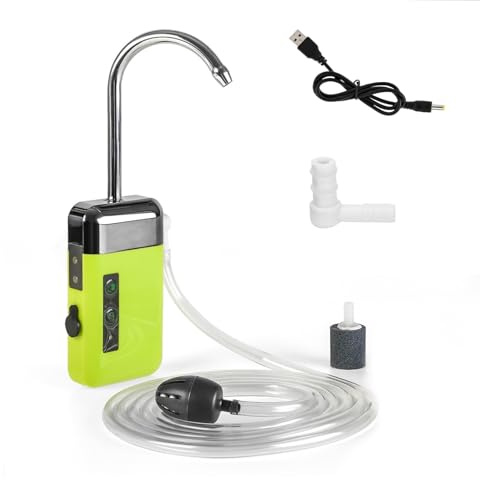 Sauerstoffpumpe,Tragbare Mini-Luftpumpe,Sauerstoffgerät/Wasserpumpen/Beleuchtung 3-in-1,mit Induktiver Wasserentnahme,für Aquarium und Angelausflüge