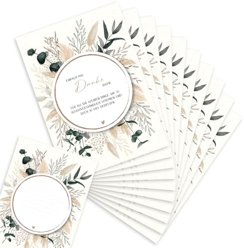 VmG-Store 10x Dankeskarten Set DIN A6 10,5x14,8cm Danke Karten Grußkarte als Dankeschön zum selbstausfüllen Geschenk für Mama Papa Freund Freundin Oma Opa Kollegen KL23
