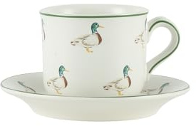 London Pottery Afternoon Tea Teekanne, Tasse und Untertasse, Keramik-Geschirr-Set, Teller und Schüsseln, Geschirrsets, 7-teilig, Suppenteller, Salatteller, Geschirr und Reisschalen (Ente, Tasse und