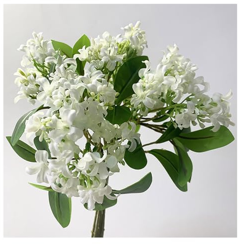 Générique Bouquets De Lilas Artificiels en Soie Faits À La Main for Centres De Table De Mariage, Décoration Intérieure, Compositions Intérieures Et Extérieures, avec Tiges Flexibles (Lot De 2)(White)
