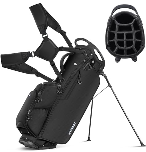 RIOROO 14 Way Golf Stand Bag, Men Women Lightweight Golf Bag with Individual Full-Length Dividers, 9 Tactical Pockets, Cooler Pocket, Rain Cover Ergonomic Dual Strap for Easy Carry