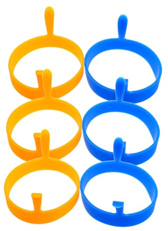 VICASKY Stampi per Uova in Silicone 6 Pezzi Doppie Maniglie Design Rotondo Antiaderente per Cottura Uniforme per Uso Domestico in Cucina