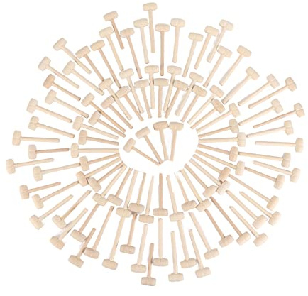Haofy Mini Martillos de Madera, 100 Piezas Pequeños Mazos de Madera para Romper Chocolate, Construcción de Madera de Abedul con Tamaño de Cabeza de 1,1 X 0,5 Pulgadas, Martillo de