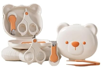 Baby Manicure Set with Nail Clipper, Scissors, File, Tweezer & Silicone Nasal Aspirator – Safe Nail Care for Newborn, Infant & Toddler Gift Set, Baby Grooming Kit with Panda Case