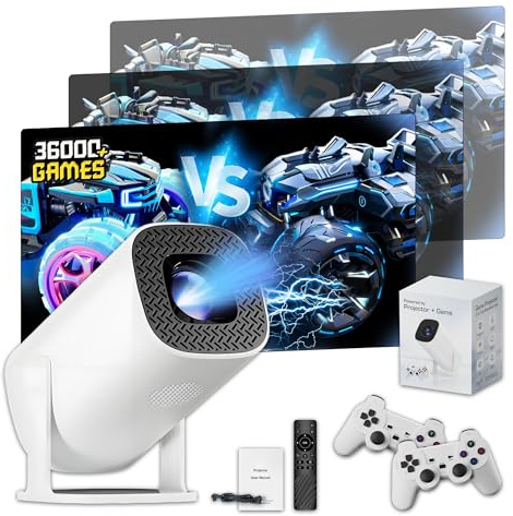 P40pro Mini Proiettore Portatile 36000+ Giochi 14 Emulatori,WiFi 6 + BT, Android 11 Videoproiettore con controller,Rotabile 180° Auto Keystone Proiettori Intelligenti,Console Retro Game,1024 * 600P