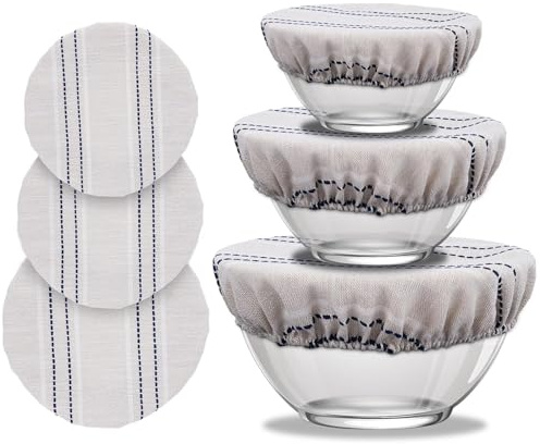 Bread Proofing Cover, 3-Piece Set of Bowl Covers for Bread Proofing, Sourdough Accessories, Fits Multiple Bowl Sizes, Durable and Reusable, 20 x 18 x 1.5 cm