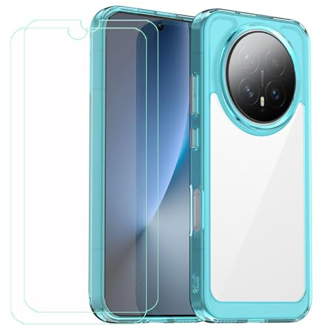 GYDQQKJ Funda para Honor Magic 8 + 2 Piezas Vidrio Protector de Pantalla Cristal Templado Film, Translúcido Azul Suave TPU Silicona Cover Carcasa Caso Case para Honor Magic 8 (6.58)