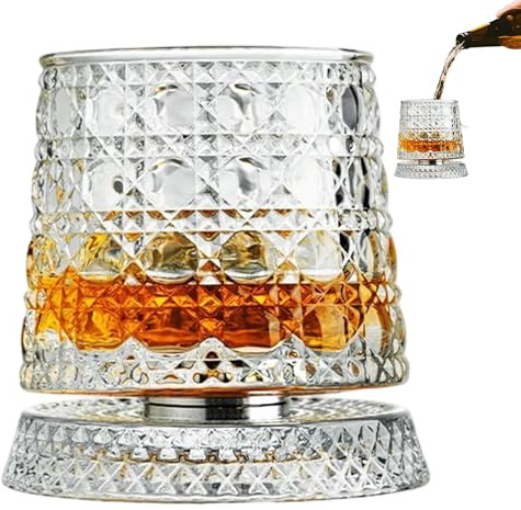 Bicchiere da whisky, rotazione a 360 gradi, trasparente, tazze da whisky, per uomini, papà, marito, feste, Natale, compleanno, vacanze