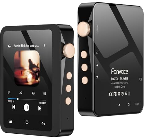 Fanvace HiFi MP3 Players with Bluetooth, Lossless DSD High-Resolution Digital Audio Music Players, 192Khz/24bit, 64GB Portable Audio Player with 2000mAh Battery, Support up to 256GB