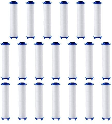 Lot de 20 Filtre pour Pommeau de Douche de Amovible, 8,5 cm Filtre Douche en Coton PP Anti-calcaire pour Douchette, Cartouche Filtrante Douchette Remplaçable