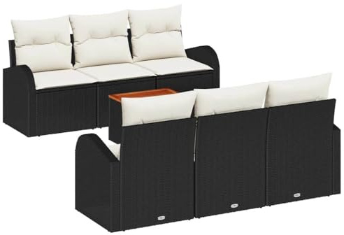 KKgypkn Langlebiges Poly-Rattan Sofa-Set 7-teilig mit Tisch, Gartenmöbel-Set für Terrasse und Garten