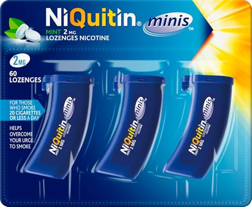 NiQuitin Minis Mint 2 mg Lozenges - Effective Smoking Craving Relief - Practical Pocket-Sized Container - 60 Mini Lozenges - 20 Count (Pack of 3) - New Formulation