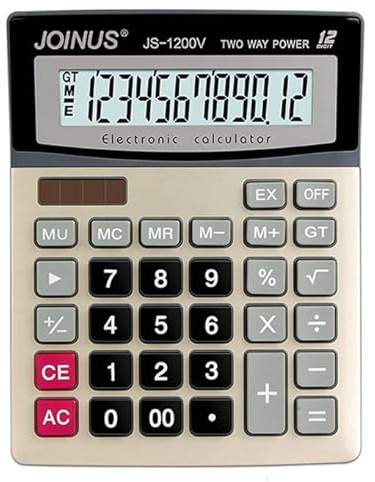 Calculatrice de Bureau Grand Format Grandes Touches 12 Chiffres Mémoire Pile Et Solaire Écran Incliné