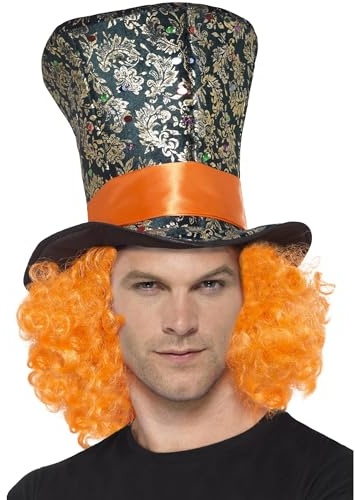 Smiffy's Smiffys Sombrero de copa, con pelo incorporado Halloween, Carnaval