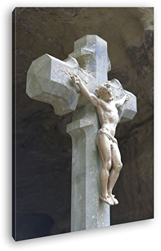 deyoli Jesus Christus am Kreuz Format: 100x70 als Leinwandbild, Motiv fertig gerahmt auf Echtholzrahmen, Hochwertiger Digitaldruck mit Rahmen, Kein Poster oder Plakat