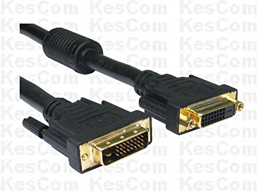 KesCom DVI-D Monitorkabel Kabel Stecker Buchse Dual Link DVI-Verlängerung DVI-D Buchse (24+1) auf DVI-D Stecker (24+1) 2m vergoldete Kontakte mit Entsörfilter Ferritkern