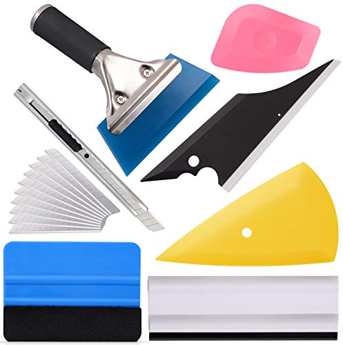 EHDIS Kit de 7 Outils de Teinture pour Film de Protection en Vinyle pour Voiture, raclette en Caoutchouc, Couteau de Coupe avec Lames