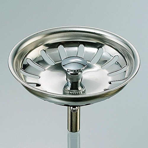 Edelstahl-Siebkörbchen (3,5 Zoll) für Küchenspülen mit manueller Betätigung des Ablaufverschlusses/Ventils - Korb-Durchmesser ca. 81 mm - Führungsstange 8 mm mit Kugel