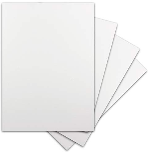 Glüxx-Agent 40 Blatt DIN-A5 Ton-Karton - 300 g/m² Bastel-Papier - 14,8 x 21 cm - Weiss - geprägte Leinen-Struktur - Tonzeichenpapier zum Basteln - Fotokarton