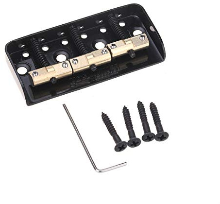 Wilkinson WTBS Kurz TL Steg 3 Kompensiert Messing Saitenreiter Schwarz | für Vintage Humbucker Tele Style E-Gitarre