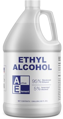 Ethyl Alcohol (Ethanol) 95% Denatured – 2 Gallon – High Purity Multi-Use Solvent – Lab, Electronics, Shellac Thinner & Surface Cleaning – 5% Isopropyl – No Methanol – Made in USA