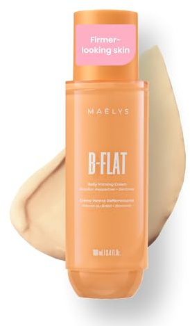 MAËLYS B-FLAT Belly Firming Cream for Women - Skin Tightening & Moisturizing Treatment with Shea Butter & Bentonite Clay - Smooths Look of Stretch Marks - Postpartum Body Care (3.4 Fl Oz)