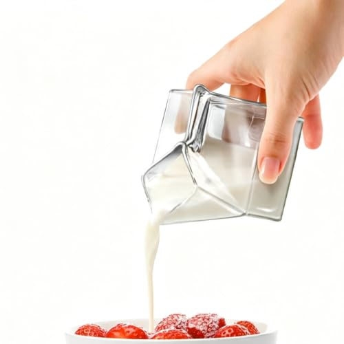 Carton De Lait En Verre De 250 Ml, Verres à Café De Glace De Tasse De Lait Clair Mignon Mini Tasses Esthétiques De Récipient De Crémier Tasse À Jus Recueillir Bouteille Pour Le Bureau à Domicile