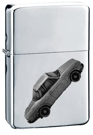 Oldtimer Ghia Typ 34 (MK3) ref111 Zinn-Effekt Design auf einem Flip-Top-Benzinfeuerzeug winddicht silber nachfüllbar ...