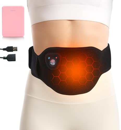 Perioden Wärmegürtel, Heizkissen Elektrischer Mit Abschaltautomatik, Einem Wiederaufladbaren Mobilen 5000-mAh-Netzteil Ausgestattet,Geschenke Für Frauen, Mädchen (Schwarz)