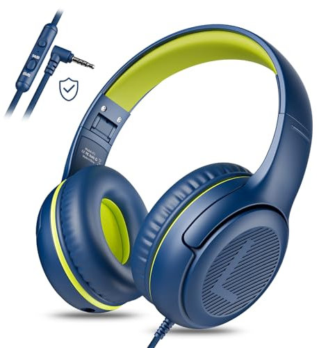 awatrue Casque Audio Enfant avec Microphone 85/94 DB Volume Limité Casque Filaire Pliable avec Shareport pour Enfants,Filles,Garçons,Adolescents