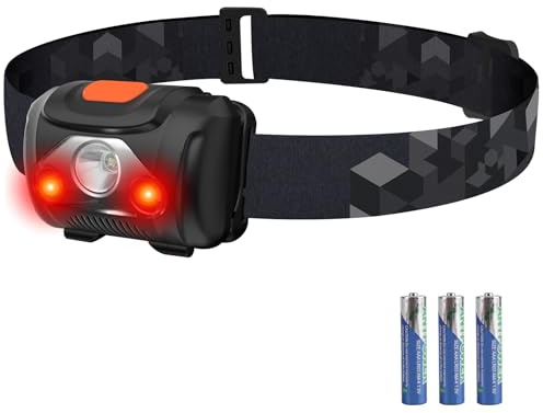 Hosonic Stirnlampe LED Kopflampe Rotlicht Weiß Licht AAA Batterie Headlamp Wasserdicht 4 Modi Headlight Für Kinder Erwachsene Camping Laufen Joggen Angeln